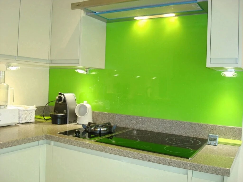 neon green kitchen splashback